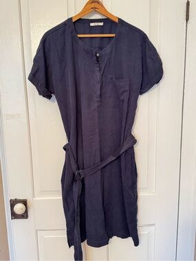 Sissy Boy Navy Midi Shirt Dress with Waist Tie